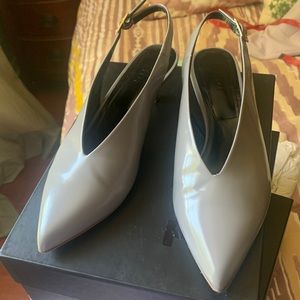 Tibi polished calf slingback pump in color “cement”. Size EU 40, US 9.5. $40